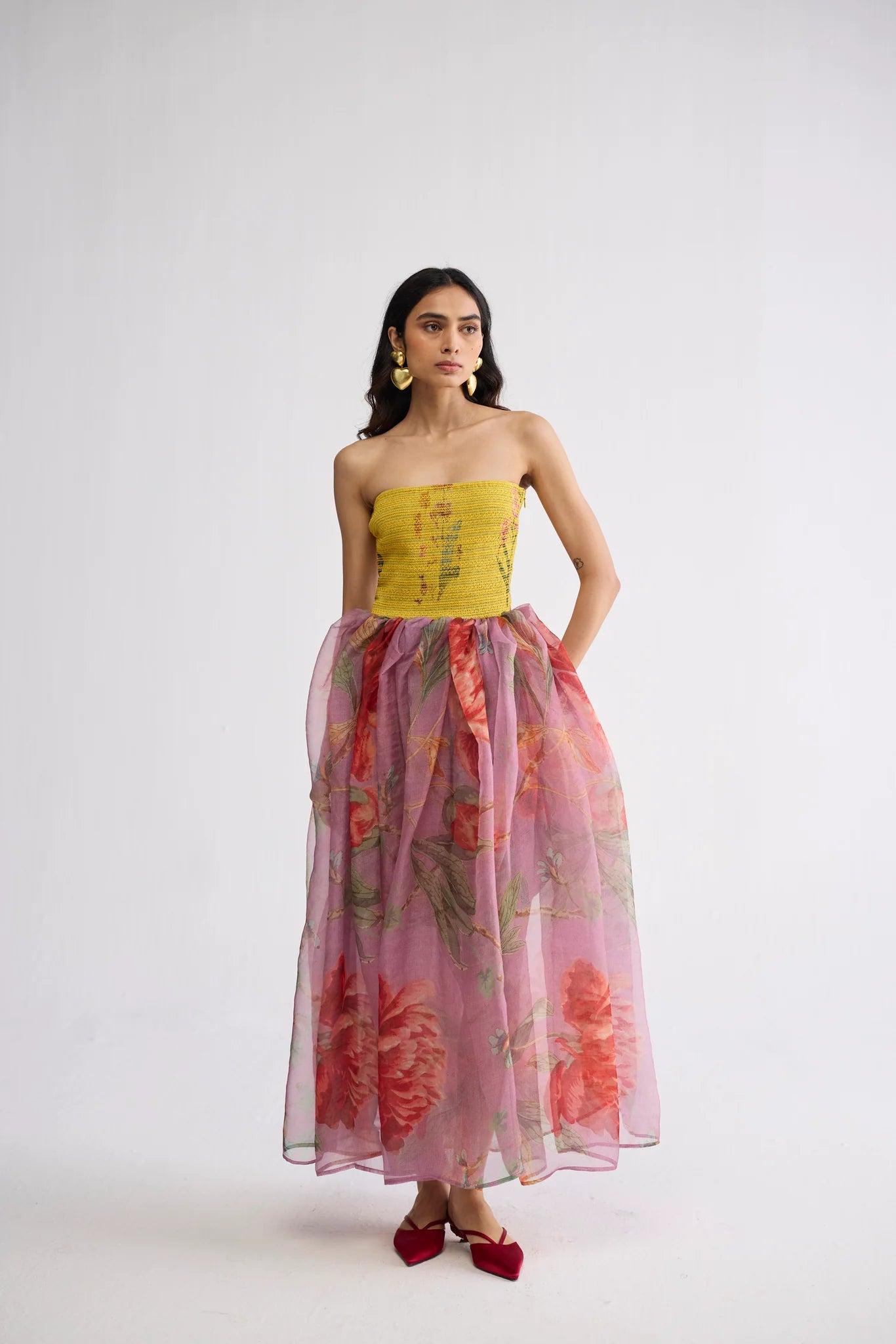BERRY SMOCKED ORGANZA DRESS