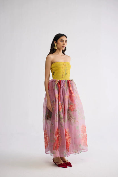 BERRY SMOCKED ORGANZA DRESS