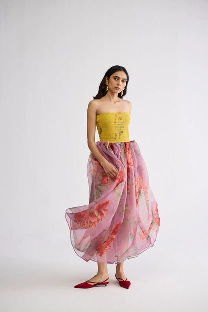 BERRY SMOCKED ORGANZA DRESS