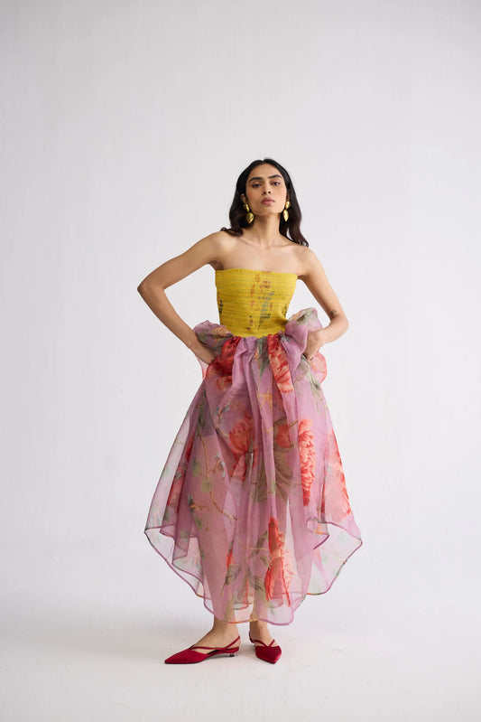 BERRY SMOCKED ORGANZA DRESS