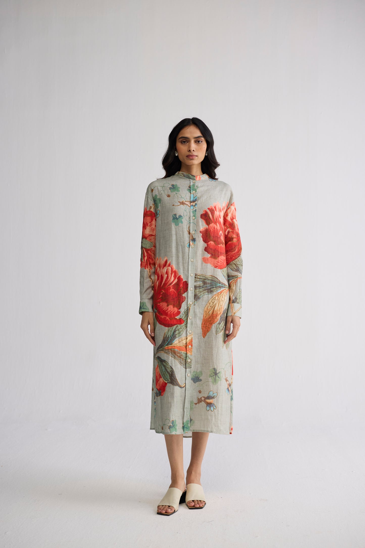 CABBAGE LINEN SHIRT DRESS