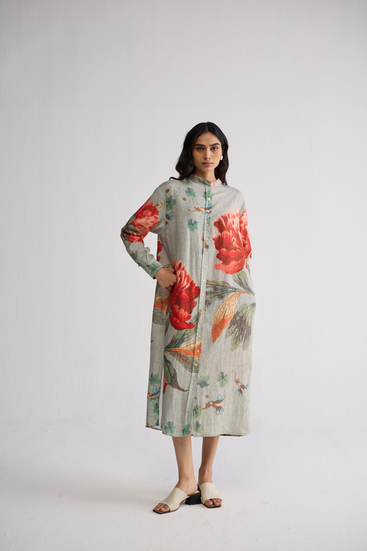 CABBAGE LINEN SHIRT DRESS