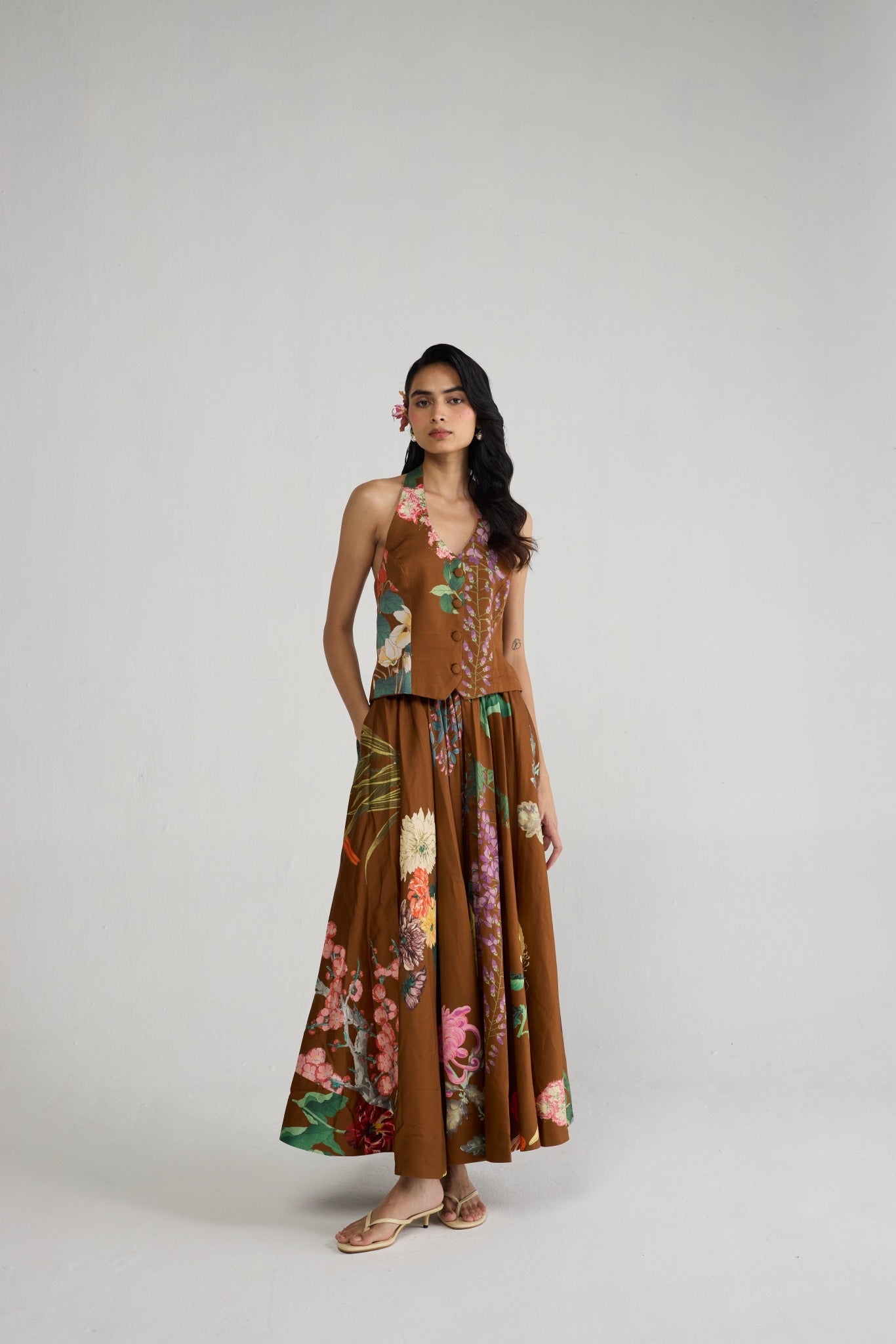 EMI HALTERNECK WAISTCOAT & SKIRT SET