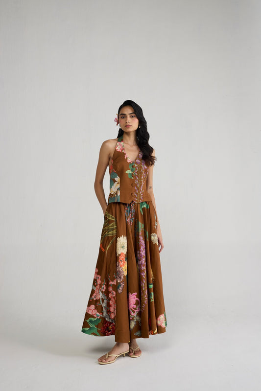 EMI HALTERNECK WAISTCOAT & SKIRT SET