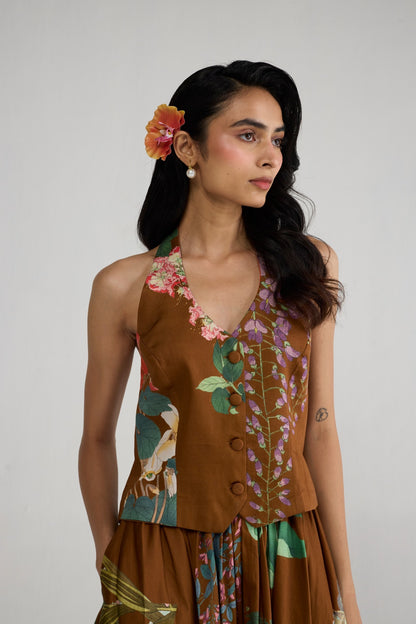 EMI HALTERNECK WAISTCOAT & SKIRT SET