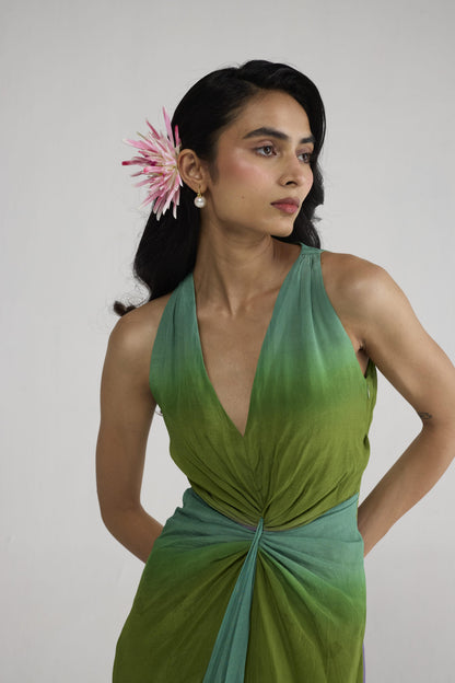 HANA V NECK DRAPED DRESS