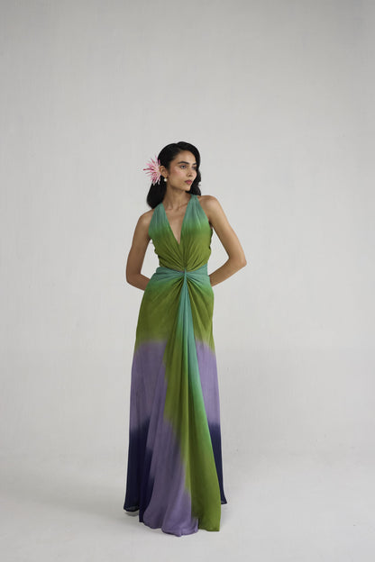 HANA V NECK DRAPED DRESS