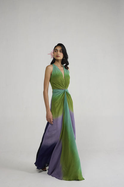 HANA V NECK DRAPED DRESS