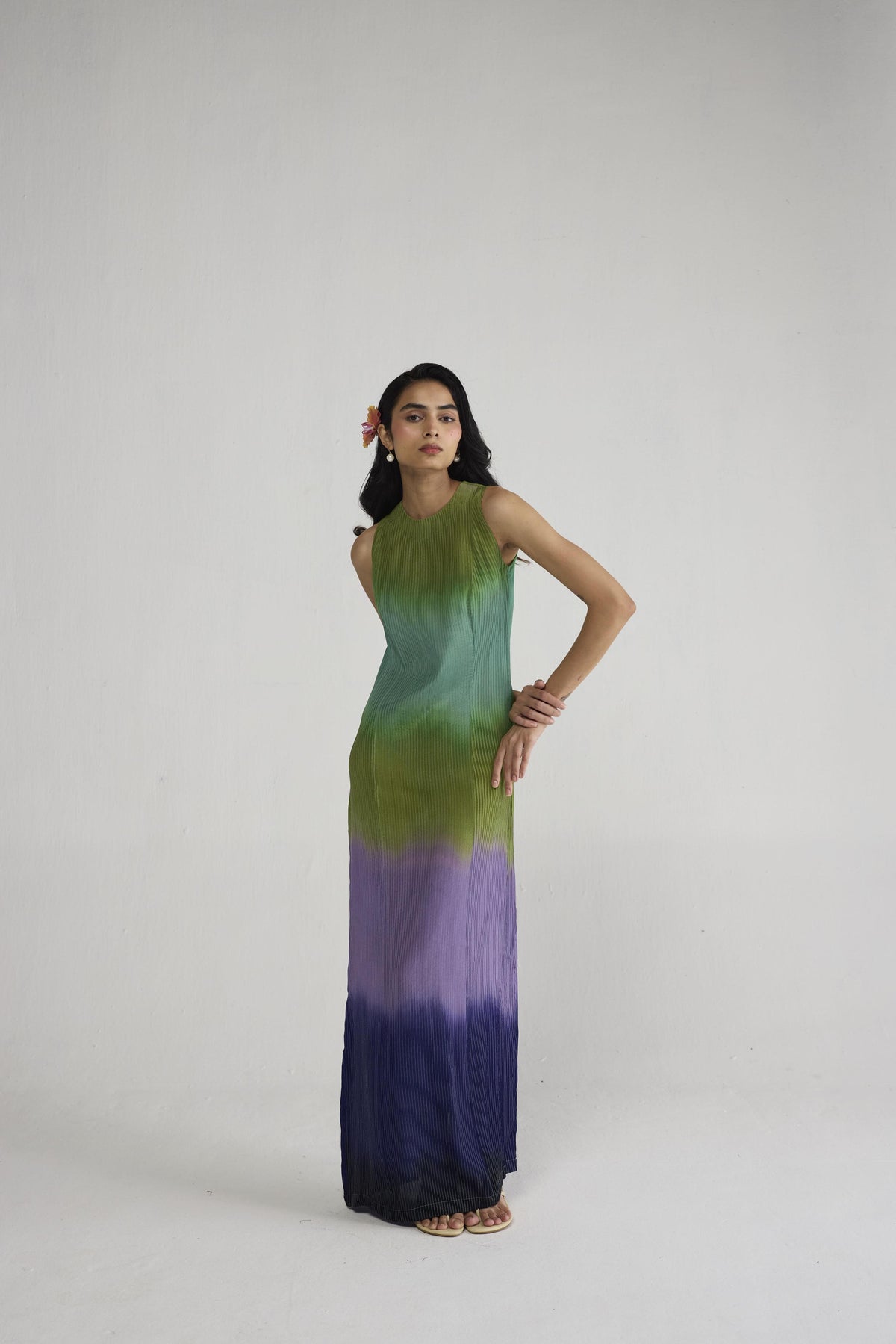 HANA PINTUCKS CREPE DRESS