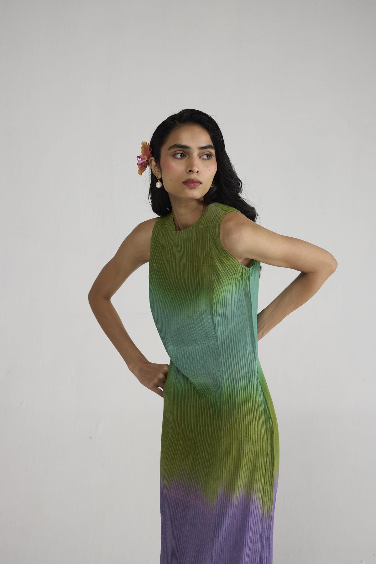 HANA PINTUCKS CREPE DRESS