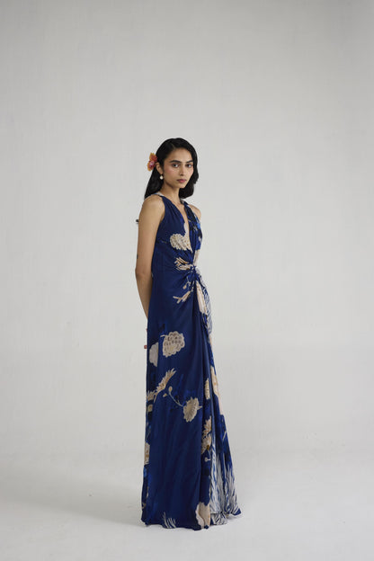 REN V NECK DRAPED DRESS