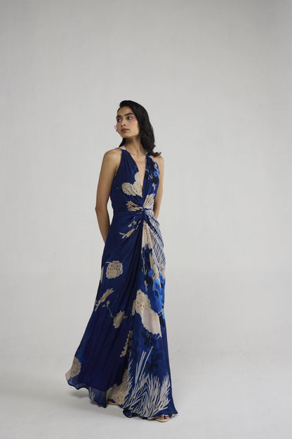REN V NECK DRAPED DRESS