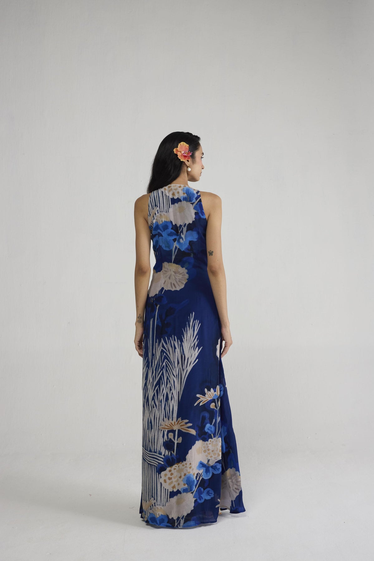 REN V NECK DRAPED DRESS