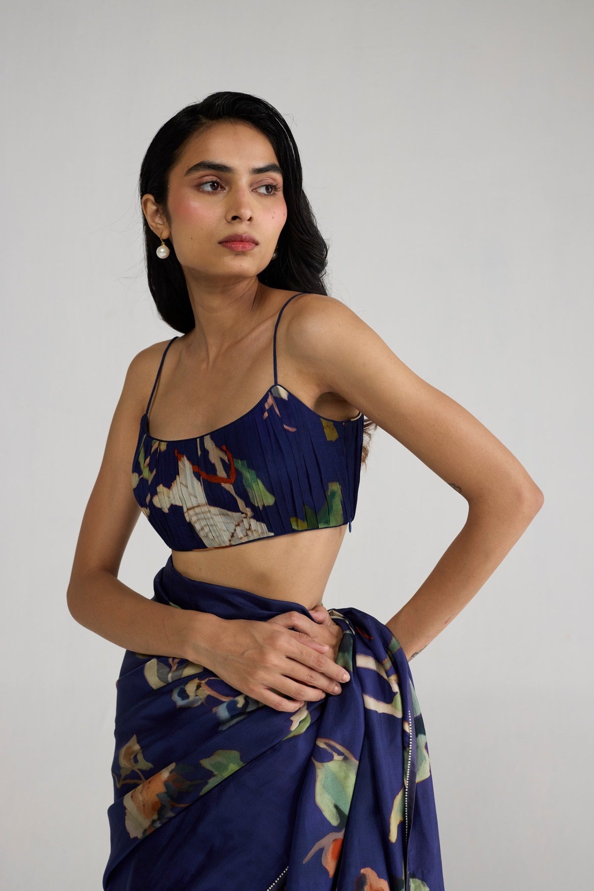 FUJI CREPE RUCHED BLOUSE