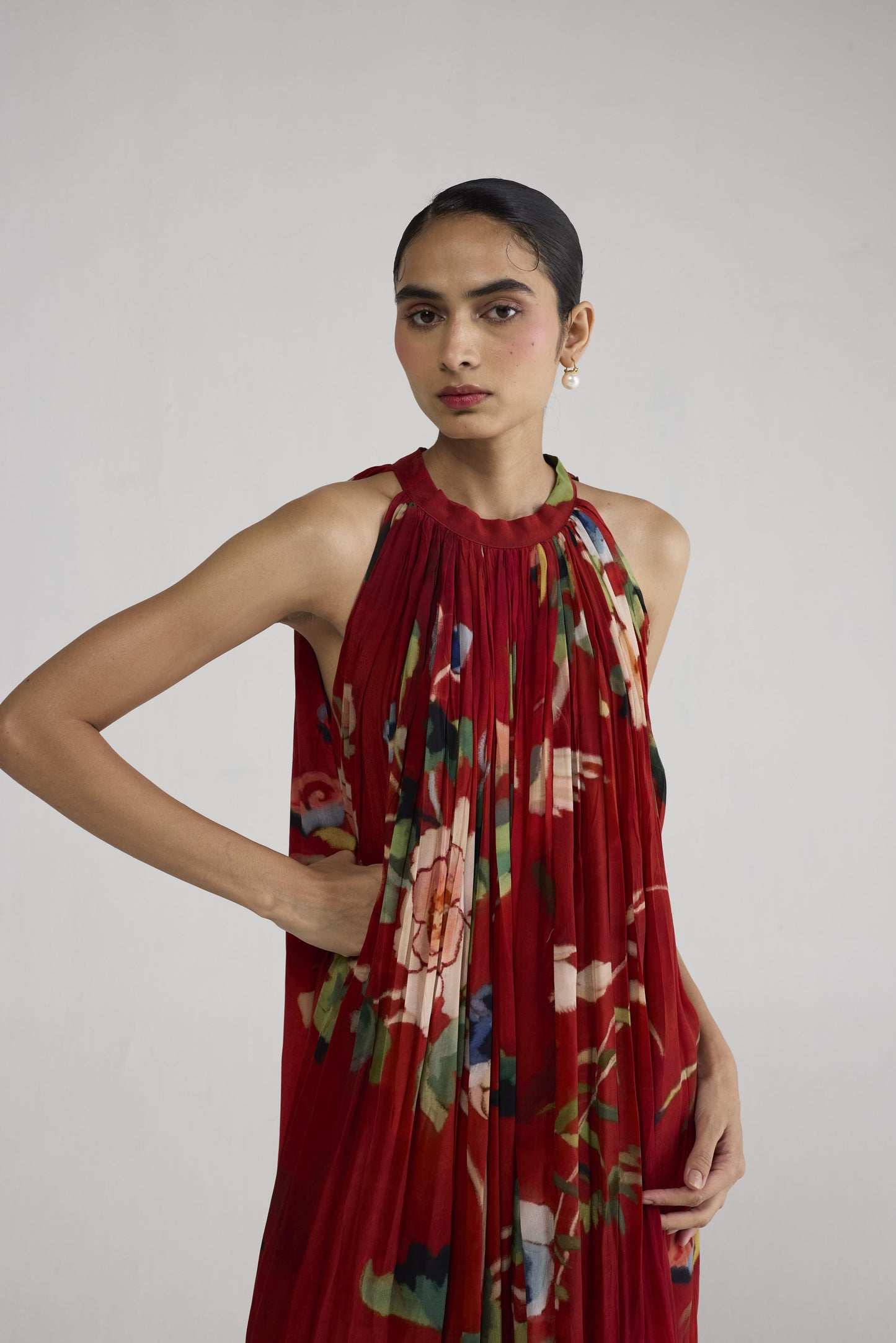 BARA CREPE HALTERNECK DRESS