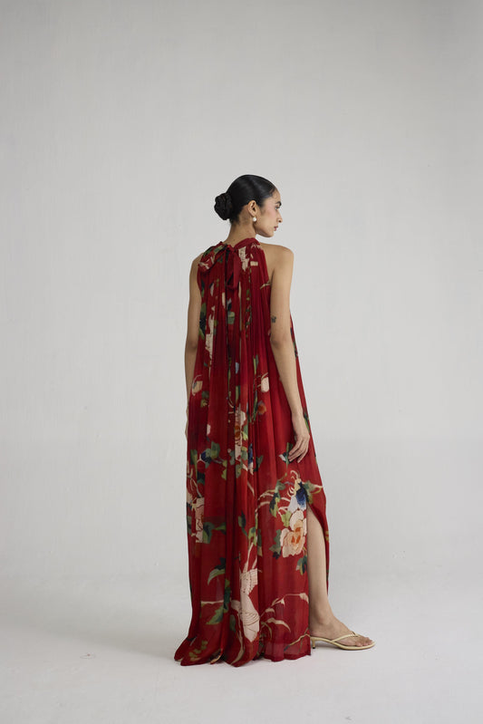 BARA CREPE HALTERNECK DRESS