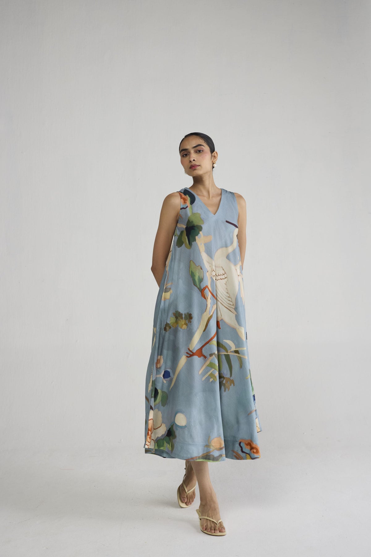 ASAGAO V - NECK DRESS