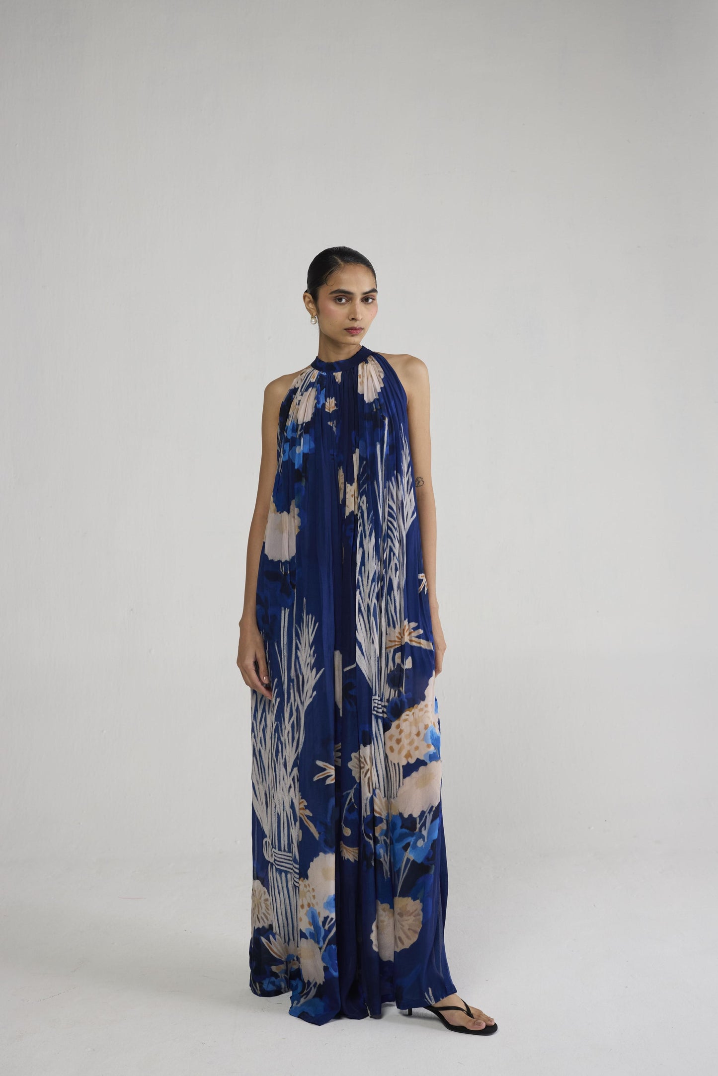 REN HALTERNECK CREPE DRESS