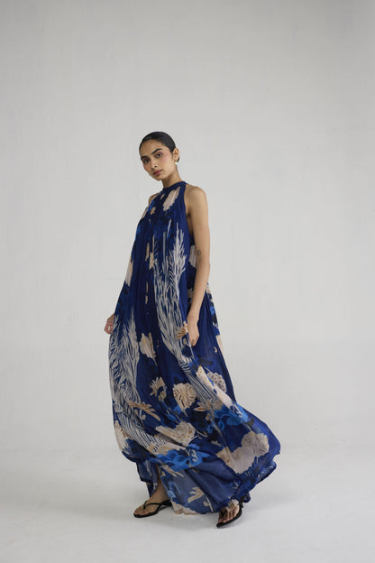 REN HALTERNECK CREPE DRESS