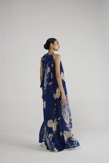 REN HALTERNECK CREPE DRESS