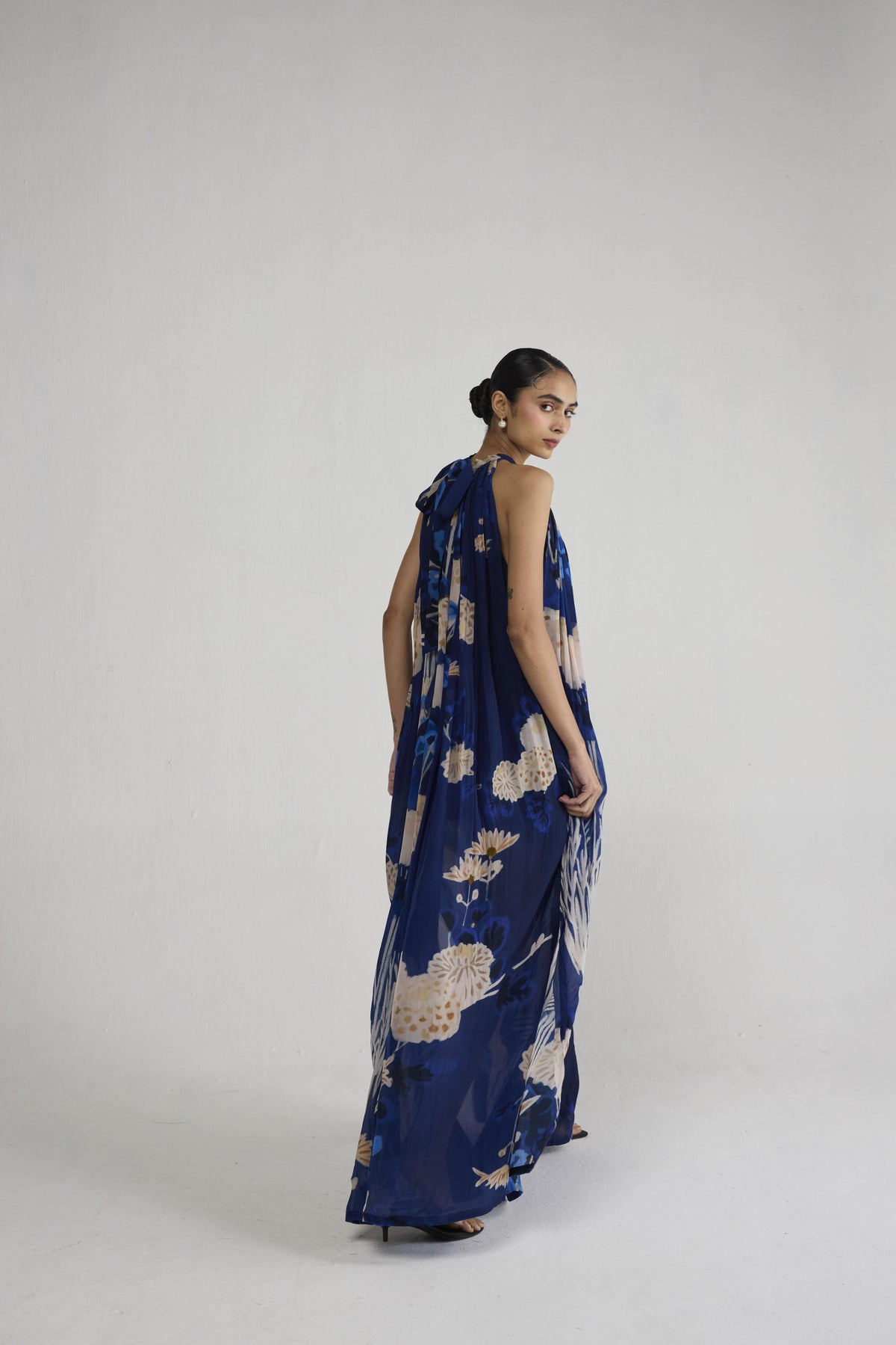 REN HALTERNECK CREPE DRESS