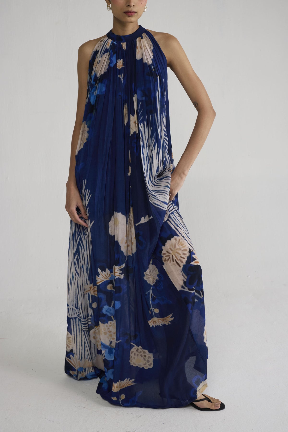REN HALTERNECK CREPE DRESS