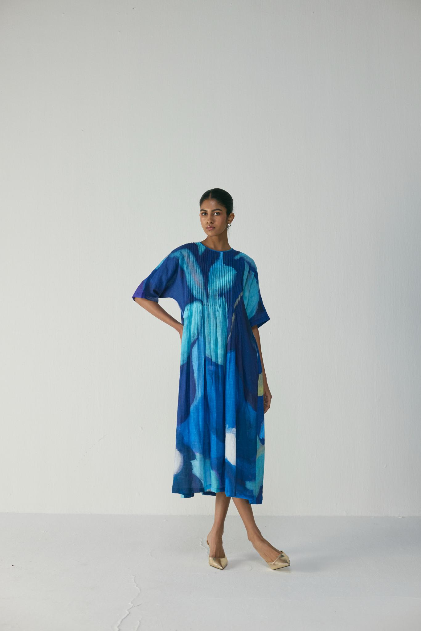 Blue Lagoon Pintucks Dress