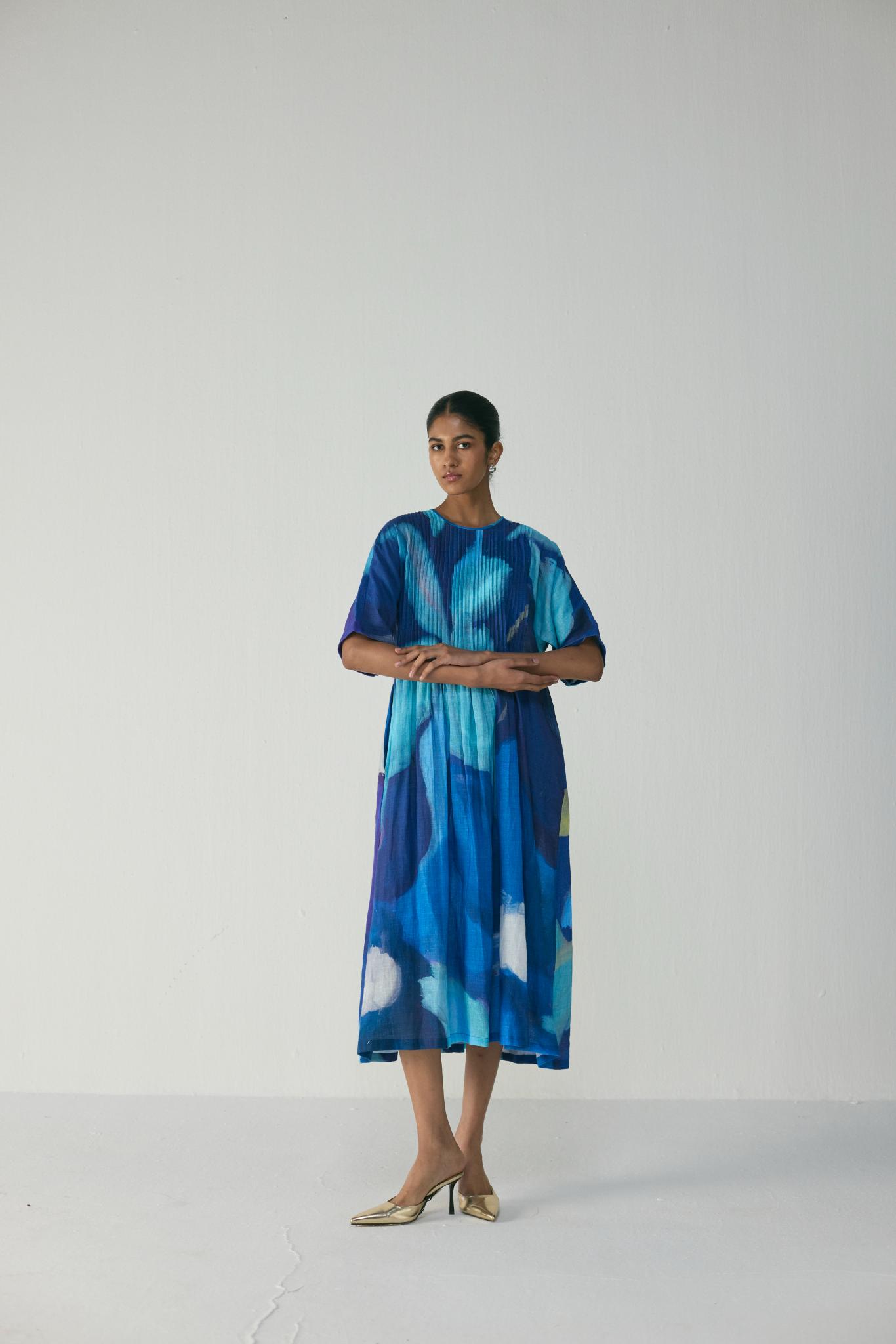 Blue Lagoon Pintucks Dress