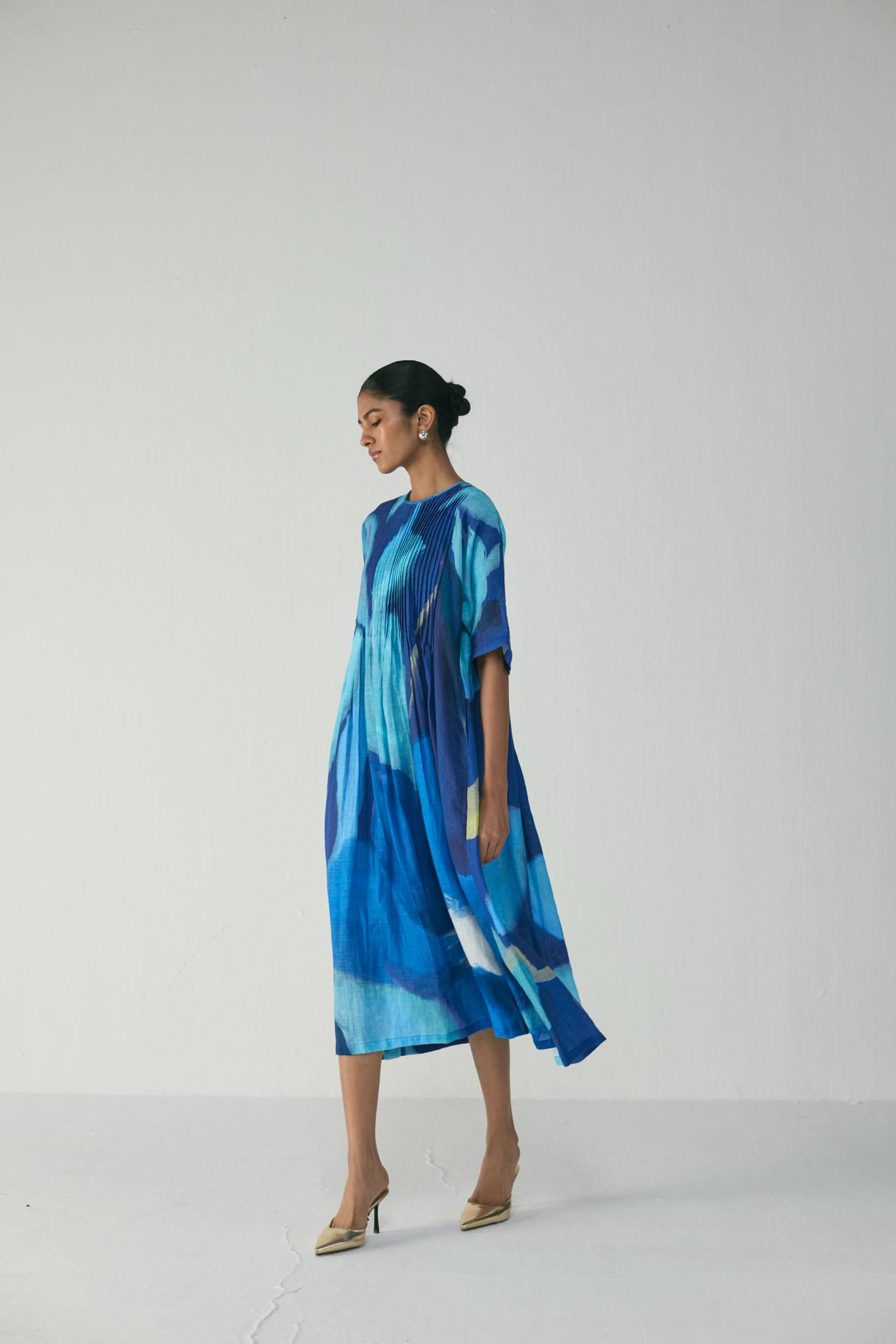 Blue Lagoon Pintucks Dress