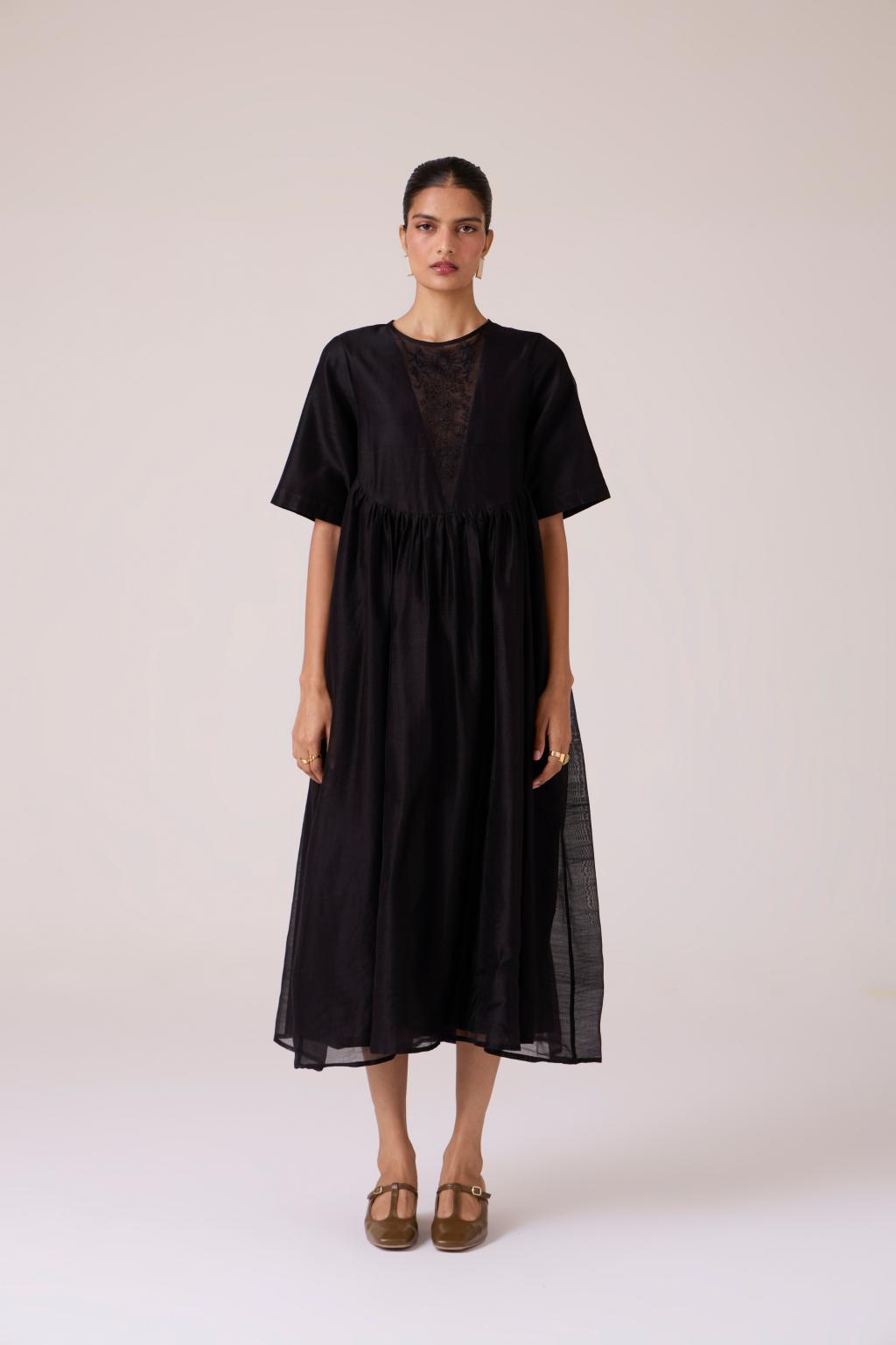 Callisto Black Handwoven Dress