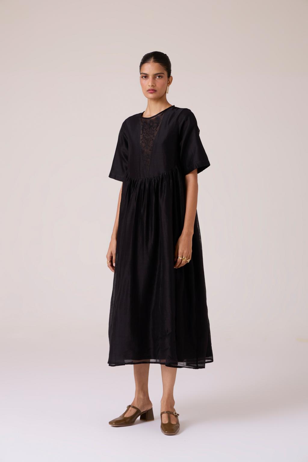 Callisto Black Handwoven Dress