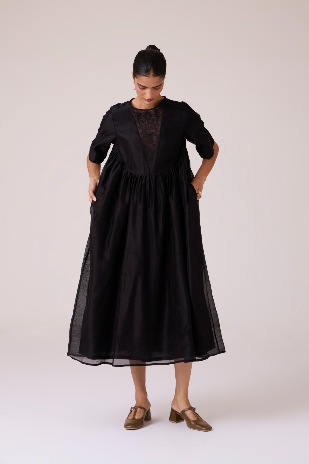 Callisto Black Handwoven Dress