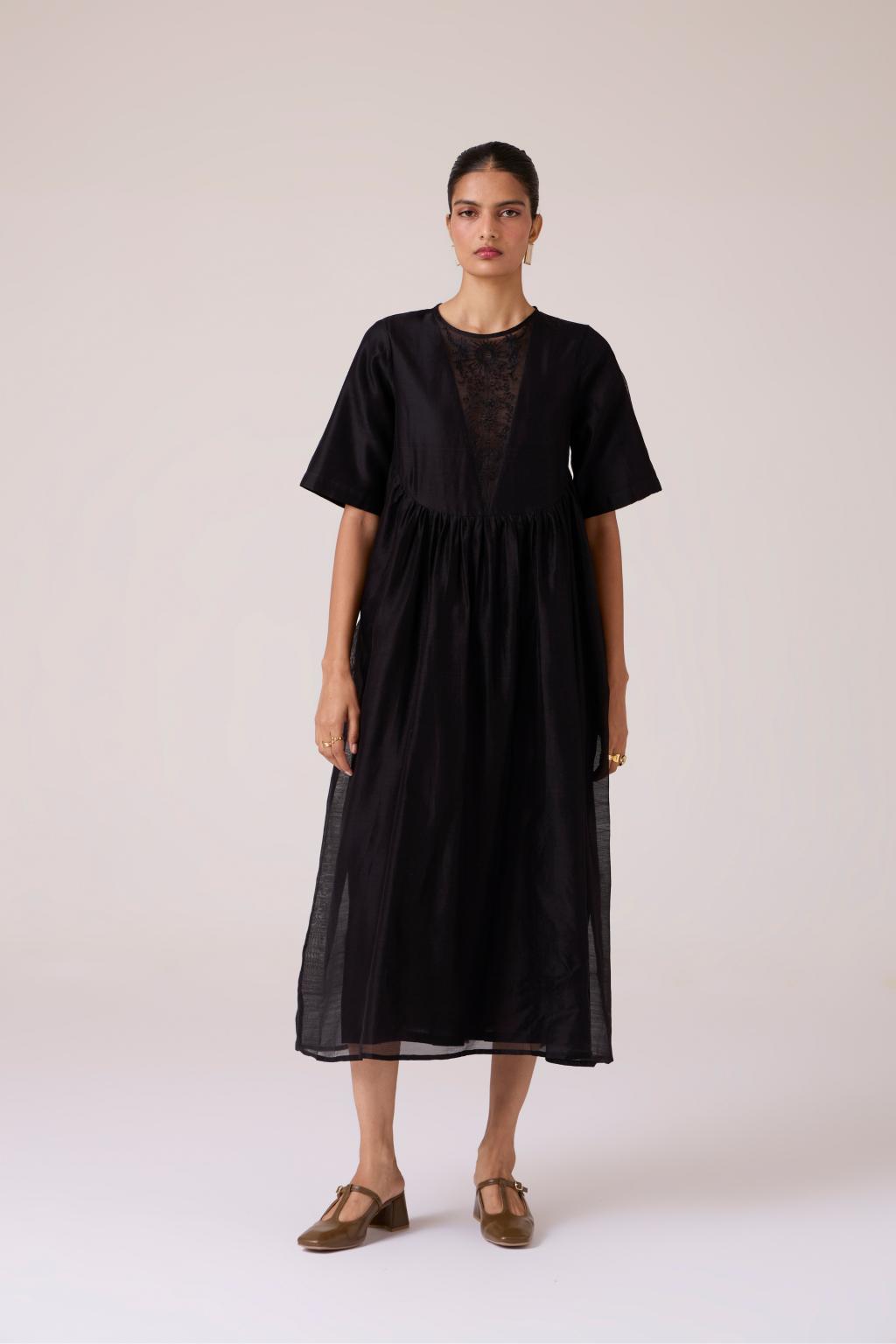 Callisto Black Handwoven Dress