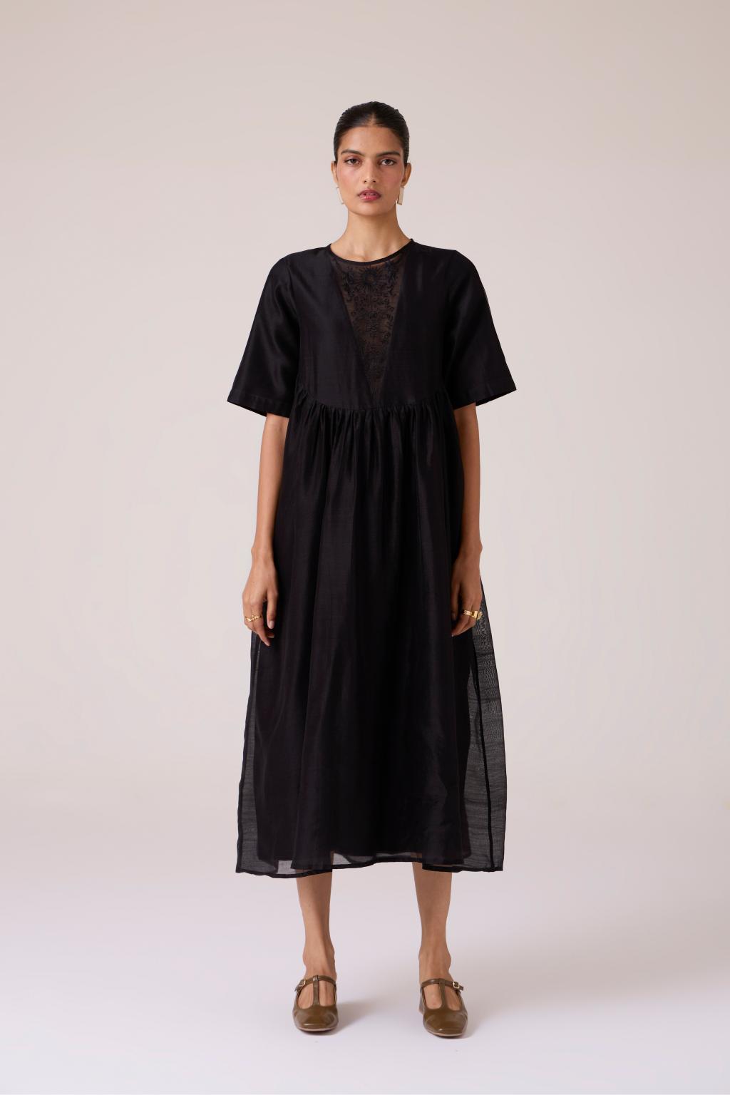 Callisto Black Handwoven Dress