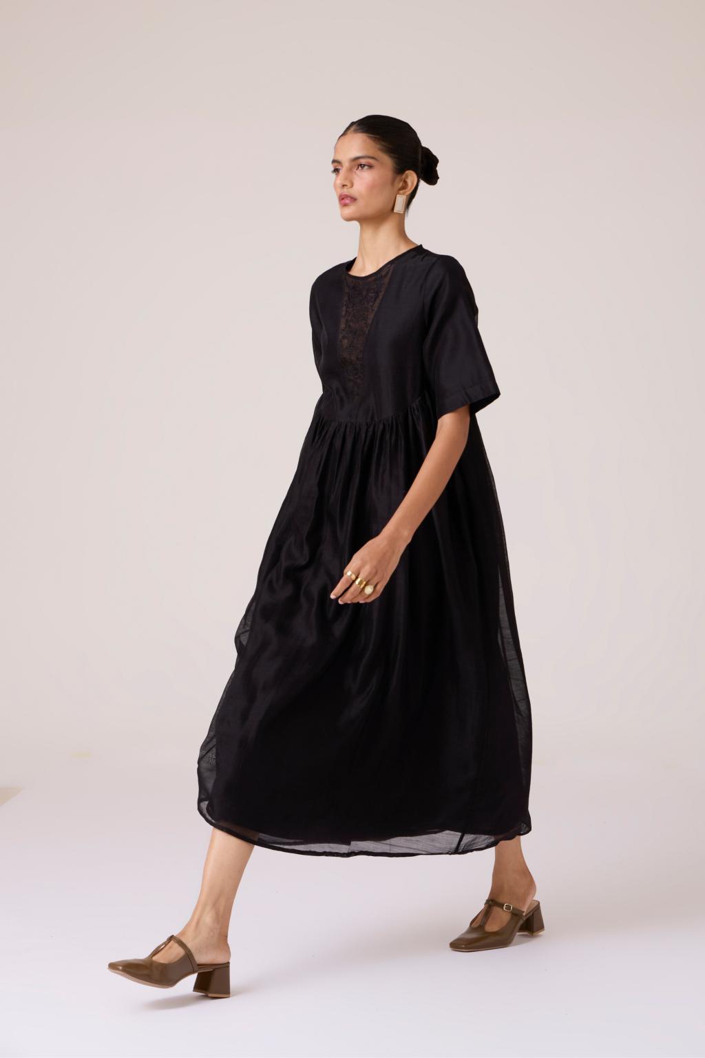 Callisto Black Handwoven Dress