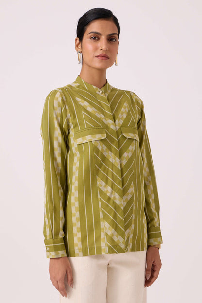 Wilde Green Striped Ikat Shirt