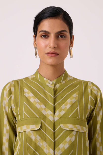Wilde Green Striped Ikat Shirt