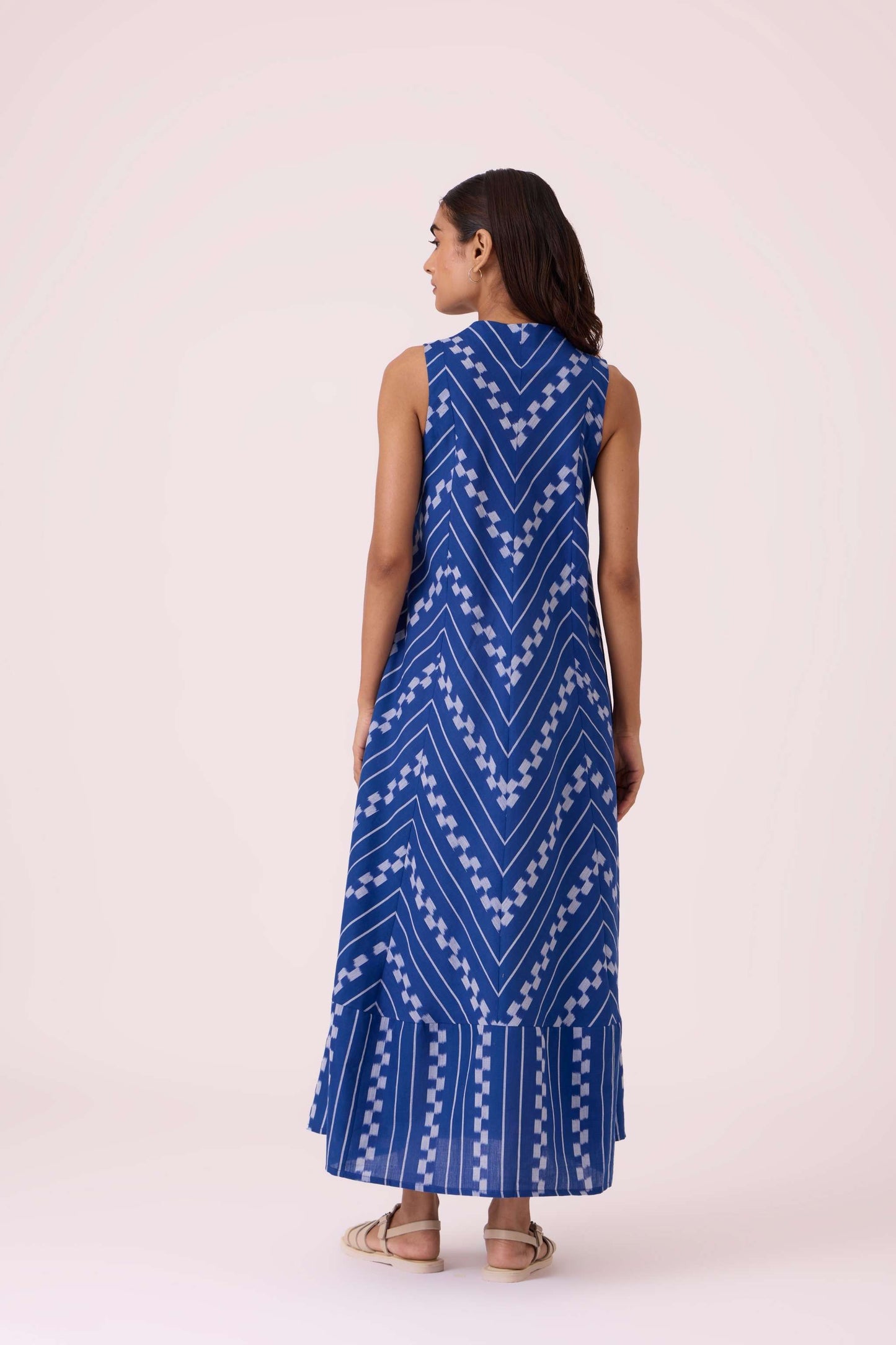 Nikol Blue Striped Ikat Dress