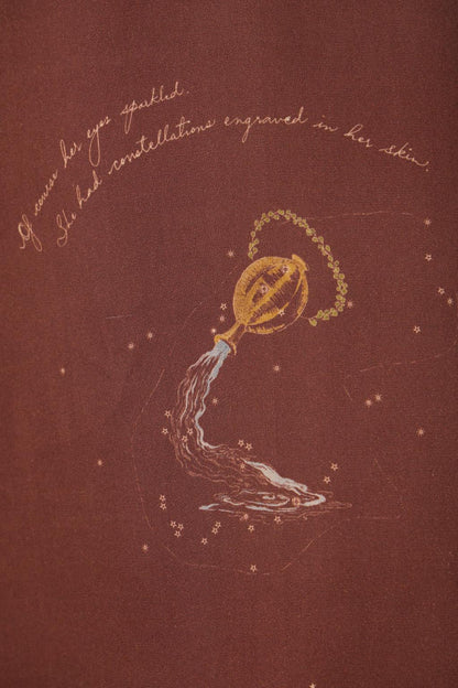 Vannam Brown Zodiac Print Halter Dress