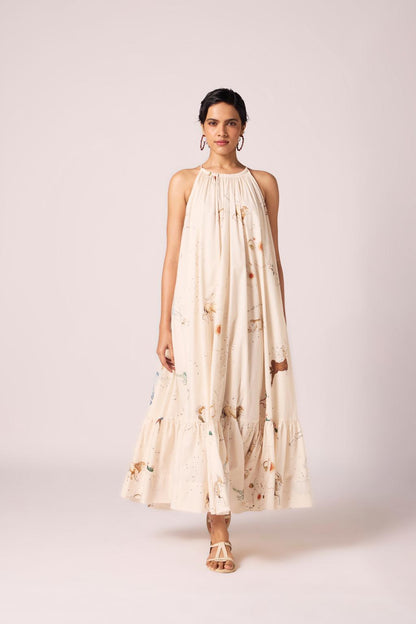 Naiara Zodiac Print Cotton Maxi Dress