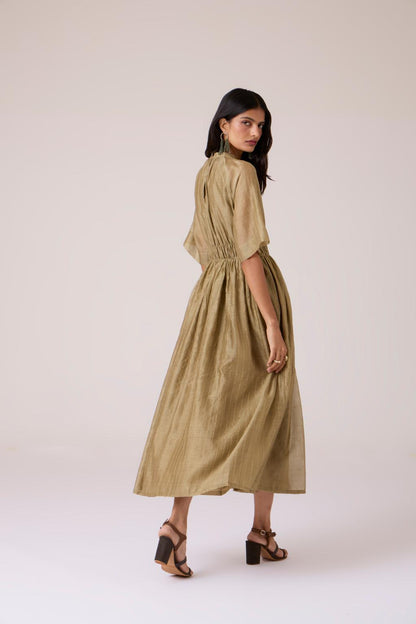 Arha Olive Handwoven Dress