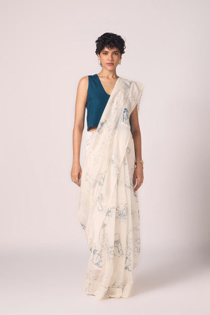 Saiph Zodiac Print Handwoven Saree