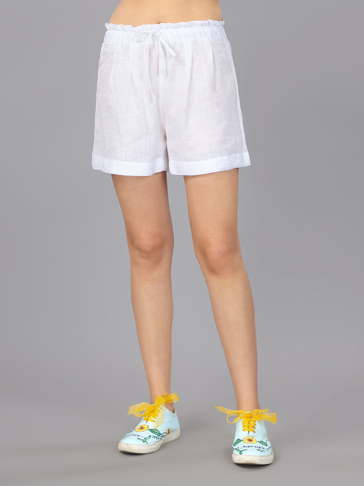 Frost White Linen Shirt & Shorts Set