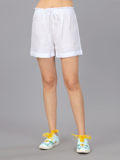 Frost White Linen Shirt & Shorts Set