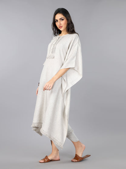 Natural Linen Kaftan & Dhoti Pant Set
