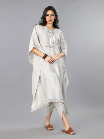 Natural Linen Kaftan & Dhoti Pant Set