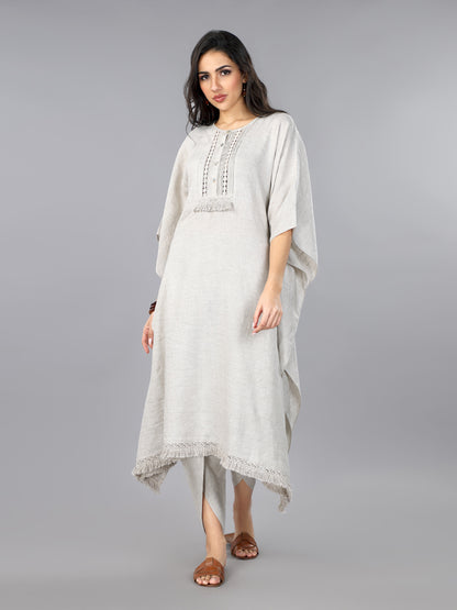 Natural Linen Kaftan & Dhoti Pant Set
