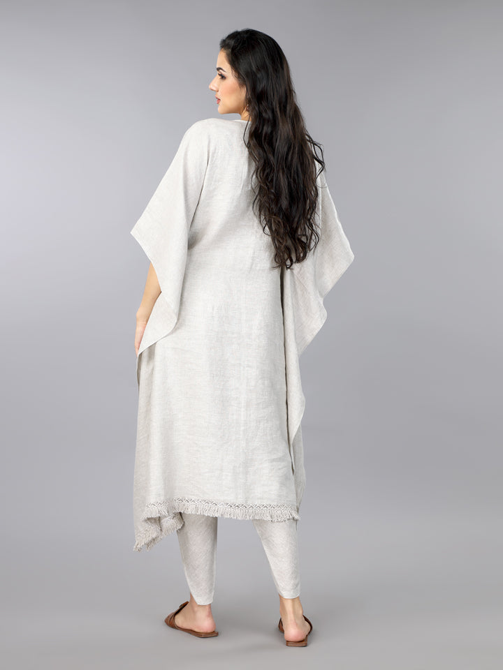 Natural Linen Kaftan & Dhoti Pant Set