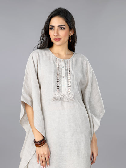 Natural Linen Kaftan & Dhoti Pant Set