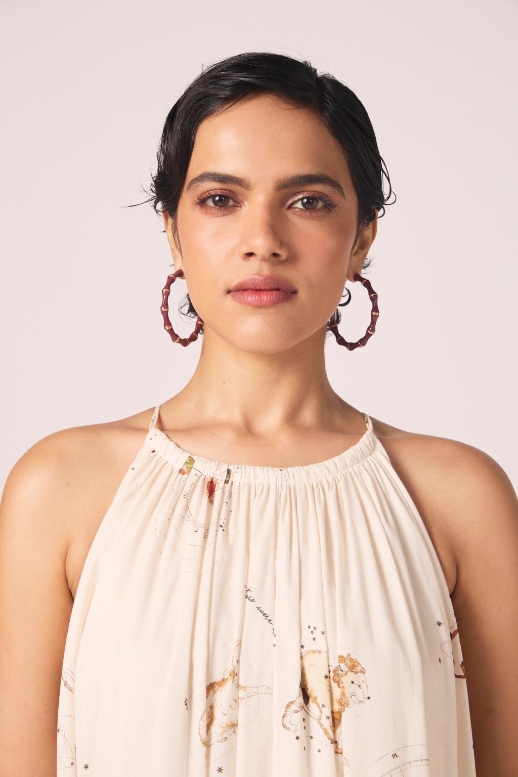 Naiara Zodiac Print Cotton Maxi Dress